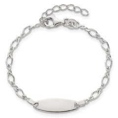 Sterling Silver Polished Fancy Link 5 inch with 1 inch Extension Childrens ID Bracelet