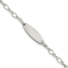 Sterling Silver Polished Fancy Link 5 inch with 1 inch Extension Childrens ID Bracelet