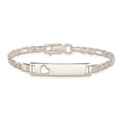 Sterling Silver Baby ID with Cut-out Heart Bracelet - 5