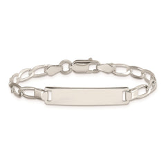 Sterling Silver Polished Engraveable Childrens ID Bracelet