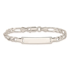 Sterling Silver Engraveable Childrens ID on Figaro Link Bracelet - 2
