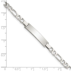 Sterling Silver Engraveable Childrens ID on Figaro Link Bracelet - 3