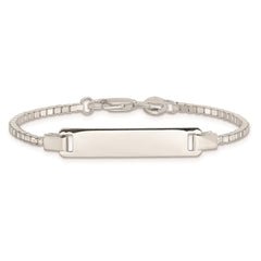 Sterling Silver Engraveable Childrens ID on Box Chain Bracelet