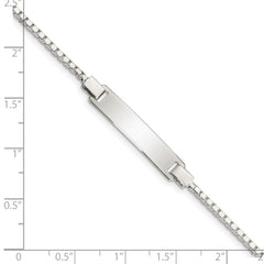 Sterling Silver Engraveable Childrens ID on Box Chain Bracelet