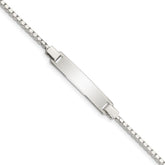 Sterling Silver Engraveable Childrens ID on Box Chain Bracelet