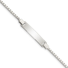 Sterling Silver Engraveable Childrens ID on Box Chain Bracelet