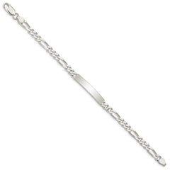 Sterling Silver Polished Engraveable Figaro Link ID Bracelet - 2