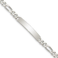 Sterling Silver Polished Engraveable Figaro Link ID Bracelet - 2