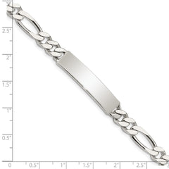 Sterling Silver Polished Engraveable Figaro Link ID Bracelet - 5