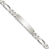 Sterling Silver Polished Engraveable Figaro Link ID Bracelet - 5