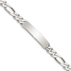 Sterling Silver Polished Engraveable Figaro Link ID Bracelet - 5