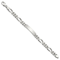 Sterling Silver Polished Engraveable Figaro Link ID Bracelet - 4