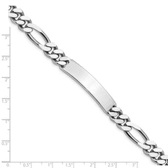 Sterling Silver Polished Engraveable Figaro Link ID Bracelet - 4