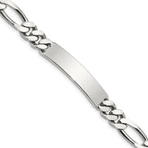 Sterling Silver Polished Engraveable Figaro Link ID Bracelet - 4
