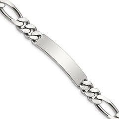 Sterling Silver Polished Engraveable Figaro Link ID Bracelet - 4