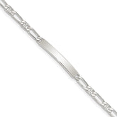 Sterling Silver Polished Engraveable Anchor Link ID Bracelet - 2