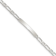 Sterling Silver 8inch Polished Engraveable Anchor Link ID Bracelet - 2