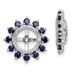 Sterling Silver Rhodium Diam. & Created Sapphire Earring Jacket - 3