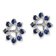 Sterling Silver Rhodium Created Sapphire Earring Jacket - 2