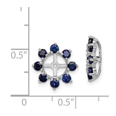 Sterling Silver Rhodium Created Sapphire Earring Jacket - 2