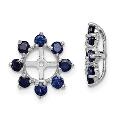 Sterling Silver Rhodium Created Sapphire Earring Jacket - 2