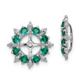 Sterling Silver Rhodium Diam. & Created Emerald Earring Jacket - 2