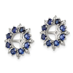 Sterling Silver Rhodium Diam. & Created Sapphire Earring Jacket - 2