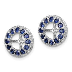 Sterling Silver Rhodium Diam. & Created Sapphire Earring Jacket - 4