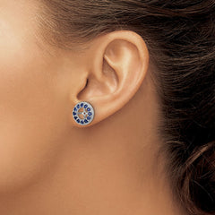 Sterling Silver Rhodium Diam. & Created Sapphire Earring Jacket - 4