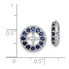 Sterling Silver Rhodium Diam. & Created Sapphire Earring Jacket - 4