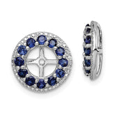 Sterling Silver Rhodium Diam. & Created Sapphire Earring Jacket - 4