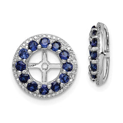 Sterling Silver Rhodium Diam. & Created Sapphire Earring Jacket - 4