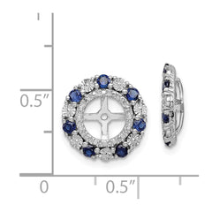 Sterling Silver Rhodium Created Sapphire Earring Jacket