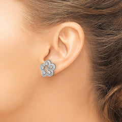 Sterling Silver Rhodium Diam. & White Topaz Earring Jacket - 2