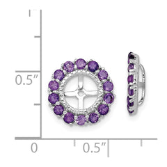Sterling Silver Rhodium Diam. & Amethyst Earring Jacket