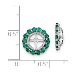 Sterling Silver Rhodium Diam. & Created Emerald Earring Jacket