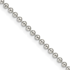 Sterling Silver 2mm Beaded Chain - 7