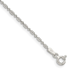 Sterling Silver 1.5mm Fancy Beaded Chain Anklet - 2