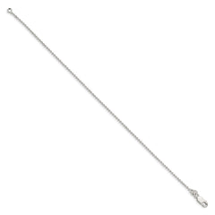 Sterling Silver 1.5mm Beaded Chain Anklet - 2