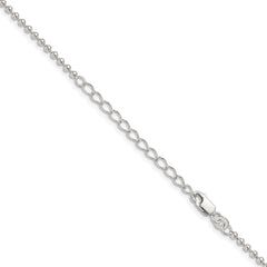 Sterling Silver 2.35mm Beaded Chain w/2in ext.