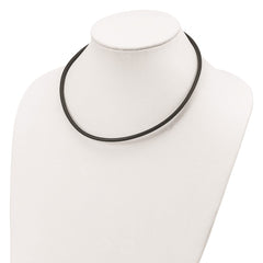 Sterling Silver 18inch 4mm Black Leather Necklace