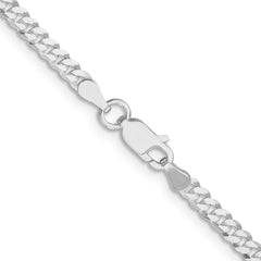 Sterling Silver Rhodium-plated 3.15mm Flat Curb Chain - 5