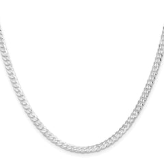 Sterling Silver Rhodium-plated 3.8mm Flat Curb Chain - 7