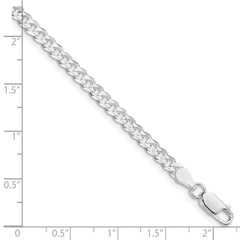 Sterling Silver Rhodium-plated 3.8mm Flat Curb Chain - 3