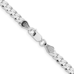 Sterling Silver Rhodium-plated 4.7mm Flat Curb Chain - 8