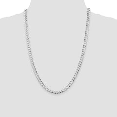 Sterling Silver Rhodium-plated 5.75mm Flat Curb Chain - 8