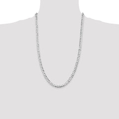 Sterling Silver Rhodium-plated 5.75mm Flat Curb Chain - 3