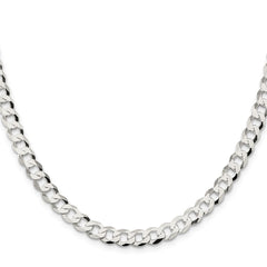 Sterling Silver 6.8mm Flat Curb Chain - 6