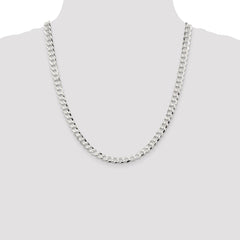 Sterling Silver 6.8mm Flat Curb Chain - 6