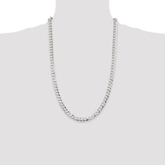 Sterling Silver 6.8mm Flat Curb Chain - 9